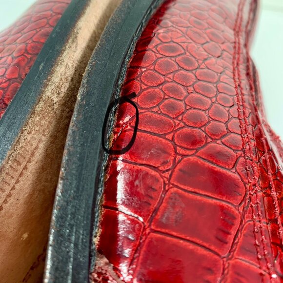 Stacy Adams Mens 9M Palladin Red Lizard Print Leather Oxford Dress Shoes - Picture 12 of 12